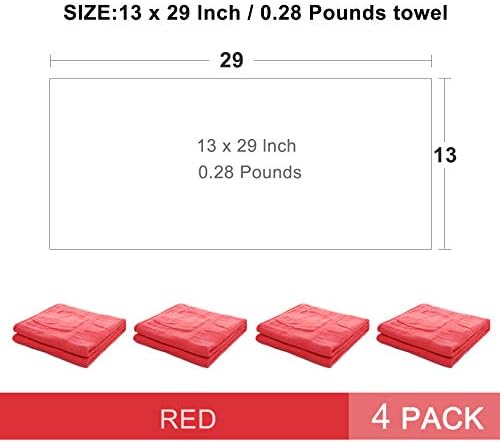 VWMYQ Banyo Havlusu 4'lü Set, Süper Yumuşak Pamuklu, Dayanıklı Yüksek Emici Yumuşak Bez-13 x 29 (kırmızı)