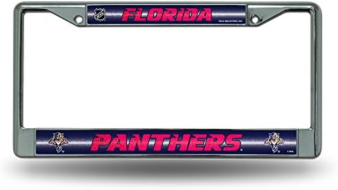 Rıco NHL Florida Panthers Parlak Aksanlı , 12 x 6 İnç Bling Krom Plaka Çerçevesi