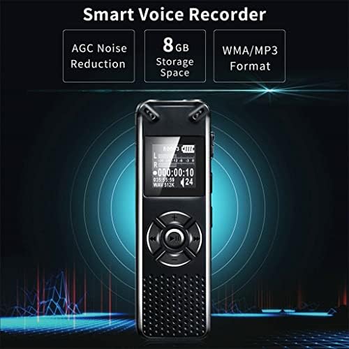 FEGOCLT Profesyonel Ses Aktive Dijital Ses Kaydedici Kayıt Kulaklık WAV MP3 Çalar (Renk: gösterildiği Gibi, Boyutu: 8 GB)