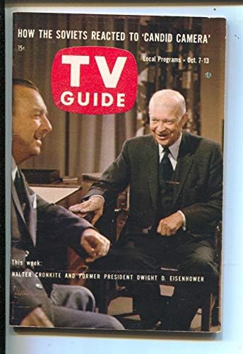 TV Rehberi 10/7/1961-Walter Cronkite ve Eski Başkan Eisenhower-Illinois-Etiketsiz - haber standı kopyası-VF