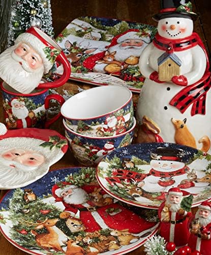 Sertifikalı Uluslararası Magic of Christmas Santa 11 Yemek Tabakları, 4'lü Set, Çok Renkli