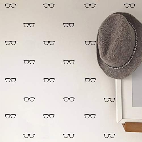 96 adet Gözlük Duvar Çıkartmaları Sanat Vinil Çıkarılabilir Odası Dekor Çıkartmalar Çocuk Odası ıçin JW587 (Siyah)