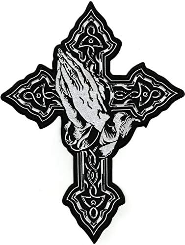 Büyük Çapraz Dua Eden Eller Yama | Dini Hıristiyan Kelt / İşlemeli Demir On/ Büyük 14 - Nixon Thread Co.