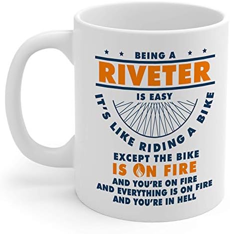 Riveter Hediyeler 11oz Beyaz Seramik Kahve Fincanı - Erkekler ve Kadınlar Riveter Kupa