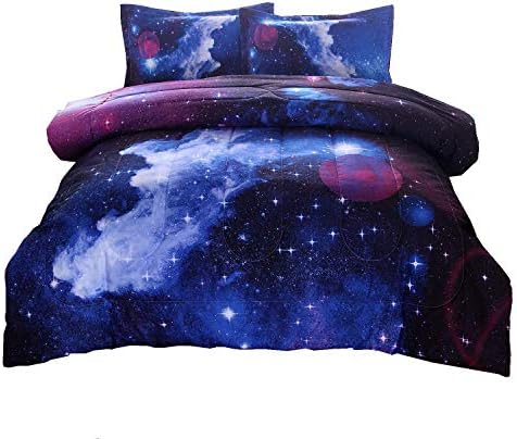Güzel Bir Gece Galaxy Yatak Takımları Dış Uzay Yorgan 3D Baskılı Uzay Yorgan seti Tam Boy,Çocuk Erkek Kız Genç Çocuklar için-1