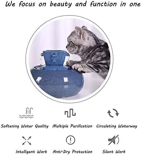 SoGuDıo Pet Çeşme Pet su sebili, seramik Pet su çeşmesi Otomatik Sirkülasyon Besleme Su Akan Çeşme için Kedi Köpek Süper Sessiz