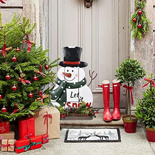 DearHouse Noel Masa Süslemeleri Ahşap Noel Kardan Adam Ekran, 18 İnç Noel Rustik Dekoratif Kardan Adam Işareti Masa Ayakta Dekor