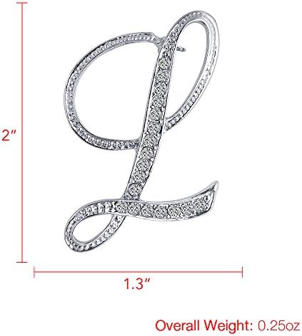 LıaSun A-Z 26 Mektuplar Pins Broşlar Gümüş Kaplama Metal Broşlar Pins-Temizle Kristal İlk Breastpin