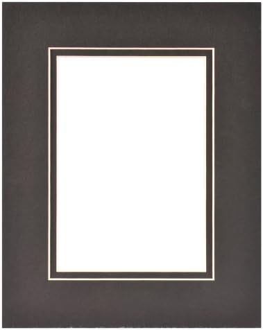 Galeri Çözümleri 8x10 Açıklıklı 11x14 Resim Çerçevesi için Özel Konik Kesim Çift Siyah Mat