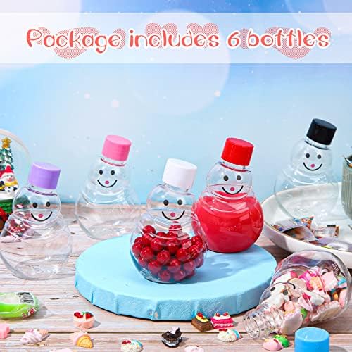 6 Adet Kardan Adam Plastik Şişe Kapaklı Plastik Şeker Kavanozları Mutfak Sayacı için Çerez Kavanozları Çocuklar için Kış Kardan