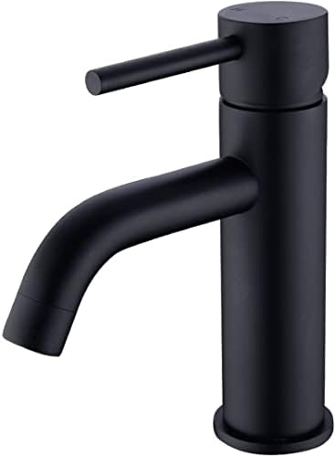 Havin Banyo Lavabo Bataryası, Mat Siyah Renk,sıcak ve Soğuk Su Hortumları ile (Siyah Tek Musluk Stili A)