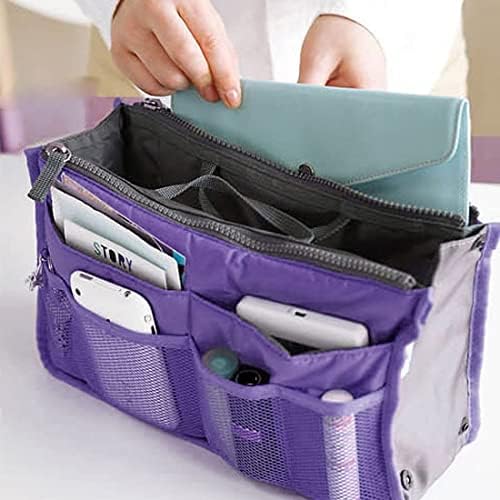 EuisdanAA Cosmetic Makeup Storage Tote Insert Purse Organizer Pouch Bag Purple( Bolso cosmético del bolso del organizador del