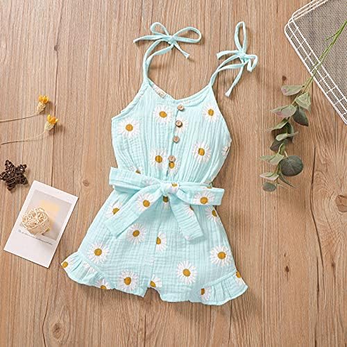 Toddler Bebek Kız Kısa Tulum Öz Kravat Çiçek Romper Halter Kolsuz Tek Parça Yaz Kıyafeti