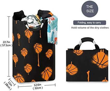 ALAZA Büyük Çamaşır Sepeti El Çizilmiş Basketbol Graffi Desen Spor çamaşır Torbası Sepet Katlanabilir Oxford Kumaş Şık Ev Depolama