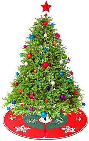 Jakarlı Dokuma Kumaş Üzerine Primode Noel Ağacı Etek Tasarımı, Tatil Ağacı Dekorasyonu (30, Kırmızı 4)