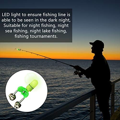 OHOH LED Gece olta Bite yem alarm ışığı ile İkiz Bells Yüzük Balıkçılık Bite Alarm göstergesi Üzerinde olta