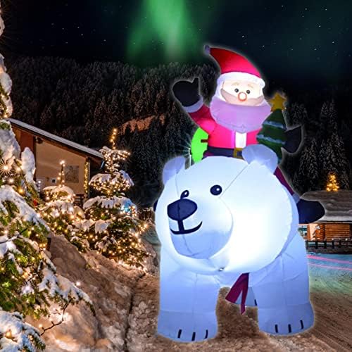 12b Noel şişme Açık Santa Clause Sürme kutup ayısı ile sallayarak kafa, 5.6 FT havaya uçurmak Dekorasyon Gümrükleme LED ışıkları