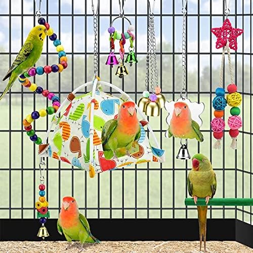 JYDQM 8 Paket Kuş Kafesi Oyuncaklar Kafesleri Kuşlar için Güvenilir ve Çiğnenebilir-Papağan Levrek Asılı Çiğneme Bite Ahşap Boncuk