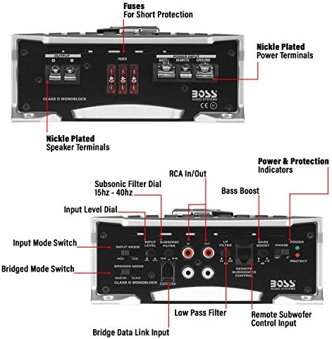 BOSS Ses Sistemleri AR4000D D Sınıfı Araba Amplifikatörü-4000 Watt, 1 Ohm Kararlı, Dijital, Monoblok, Mosfet Güç Kaynağı, Araba