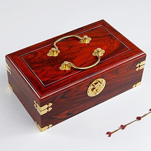 CHNOOI Ahşap Vintage Kilit Hazine Sandığı Mücevher Saklama kutusu Kasa Organizatör