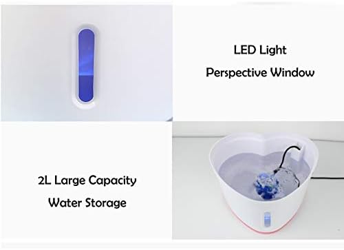 Kedi ve Köpek Su Çeşmesi, LED ışıklı Ultra Sessiz Su Seviyesi Penceresi, Evcil Hayvanlar için USB Şarjlı Otomatik İçme Sebili,