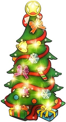 ALLADİNBOX 17 inç ışıklı Noel Ağacı Pencere Siluet Noel Süslemeleri Yap-12 LED-Duvar Asılı / Masa Mantel Light Up Tatil Süs Kapalı/Açık
