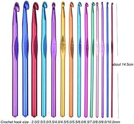 KJBGS örgü iğnesi 14 Parça Alüminyum Tığ Hooks örme İğneler Zanaat Iplik Tığ Hooks Çanta ile Set Zanaat Iplik, 2-10mm, renkli