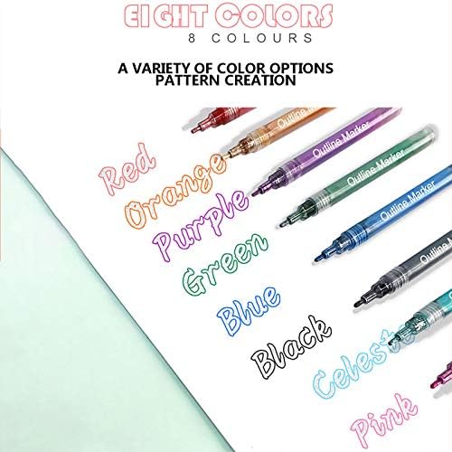 iHHAPY Çift Hat Sihirli Pırıltılı Glitter Metalik Boya Kalemler Sparkle Su Bazlı İşaretleyici Kalem Boyama 8 Çeşitli Renkler