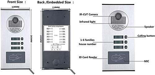 FansQ Video Kapı Zili 7 inç Kablolu WiFi Video Kapı Zili İnterkom Sistemi RFID IR-Cut HD 1000 P Kamera ile 6 Daire, kapı Zili