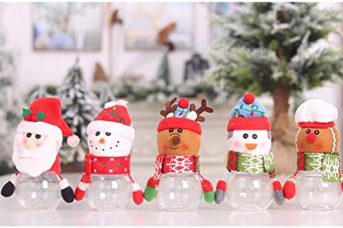 Noel Şeker Çerez Hediye Kavanoz: Noel Tatlı Şeker Kutusu Fındık Depolama Şişesi Şeffaf Plastik Noel Baba Bisküvi Kavanoz Kapaklı