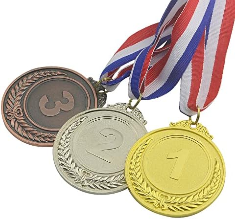 XİNMEİWEN 15 Adet Metal Ödülü Madalya Altın Gümüş Bronz Ödülü Madalya ile Şerit Kazanan Ödülleri Olimpiyat Tarzı Çocuklar için