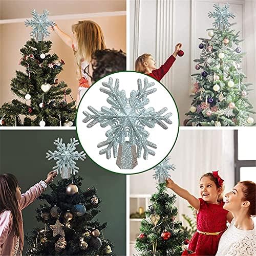 Noel Ağacı Topper, Kar Tanesi Ağacı Topper, Dönen LED Projektörlü Işıklı Ağaç Topper, Noel Ağacı Süslemeleri için Noel Ağacı