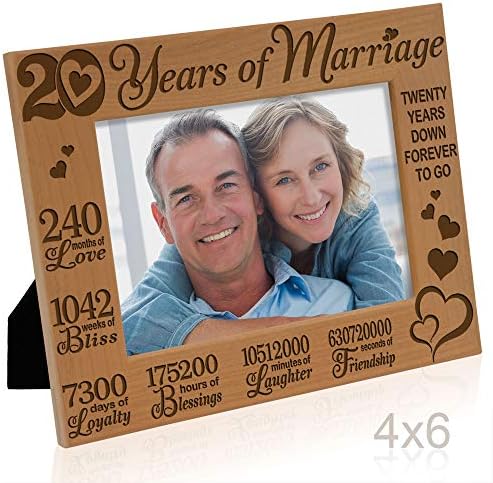 KATE POSH-20 Yıllık Evlilik, 20. Yıldönümümüz Kazınmış Doğal Ahşap Resim Çerçevesi, Yirmi Yıl Birlikte, Karı Koca için Düğün