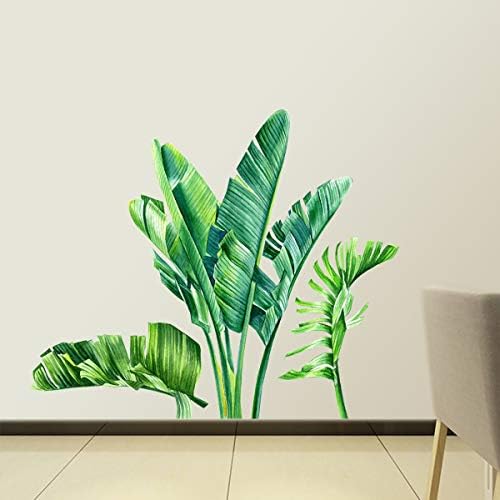 Yeşil Muz Yaprağı Tropikal Bitkiler Kabuğu ve Sopa Duvar Çıkartmaları, çıkarılabilir Orman Ağacı Yaprakları Duvar Sticker, DIY