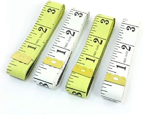 X-DREE 4 Adet Terzi 150 cm Ölçüm Aralığı Sarı Beyaz Dikiş Kumaş Cetvel (4 piezas costurera 150 cm Rango de medición Regla de