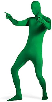 UTEBİT Yeşil Tam Bodysuit Erkekler Spandex Streç Yetişkin Kostüm Chromakey Kaybolan Zentai Unisex Greenman giyisi Siyah