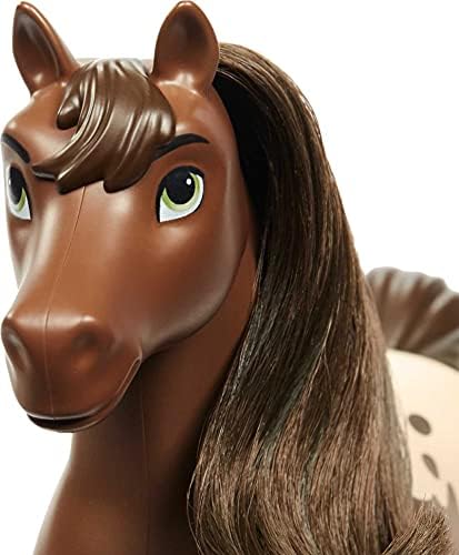 Mattel Spirit Evcilleşmemiş Sürü Atı (Yakl. 8 inç), Hareketli Kafa, Uzun Siyah Yele ve Oynak Duruşlu Kestane Pinto, 3 Yaş ve
