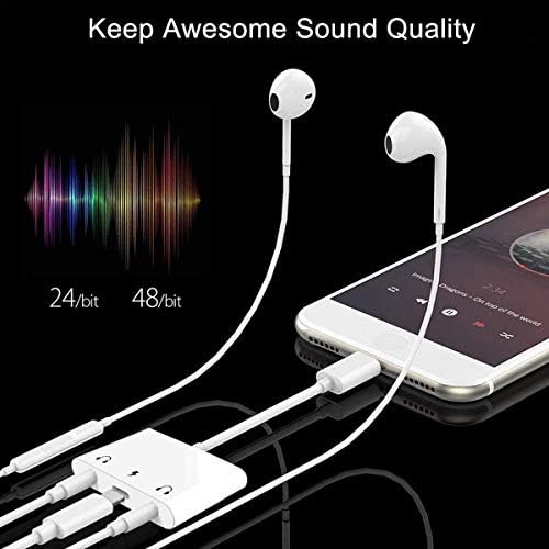iPhone için Kulaklık Adaptörü, iPhone 13 Pro/12 iPad ile Uyumlu 3'ü 1 arada Çift 3,5 mm Ses Stereo Ayırıcı,3,5 mm Jak Kulaklık,Kulaklık,Hoparlör