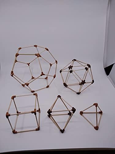 Pisagor Dükkanı Ahşap Platonik Katılar Geometri Seti, Öğrenme Yardım ve Eğitici Oyuncak, Dodecahedron, İcosahedron, Tetrahedron,