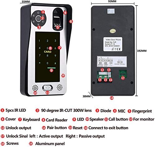 Video Kapı Zili 10 inç Monitörler Wifi Parmak İzi IC Kart Video Kapı Zili Telefon Kiti İnterkom Sistemi ile Gece Görüş AHD 720